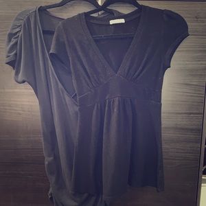 Bundle of 2 black figure flattering SS tops